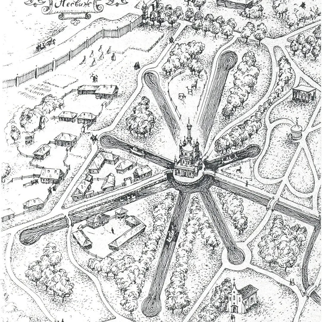 Исторический план парка Альба — система каналов и аллей XVI века