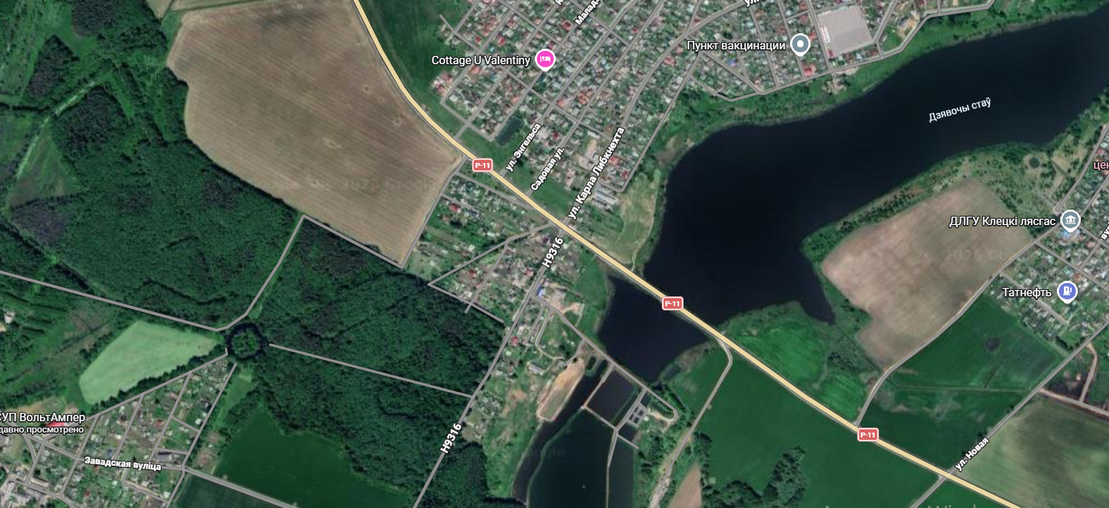 Карта Google — расположение парка Альба относительно Несвижа